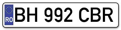 Placuta inmatriculare numar auto  BH-992-CBR, BH 992 CBR, BH992CBR