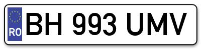 Placuta inmatriculare numar auto  BH-993-UMV, BH 993 UMV, BH993UMV