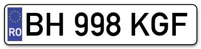 Placuta inmatriculare numar auto  BH-998-KGF, BH 998 KGF, BH998KGF