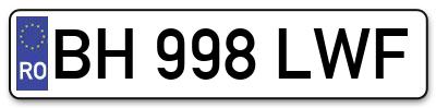 Placuta inmatriculare numar auto  BH-998-LWF, BH 998 LWF, BH998LWF