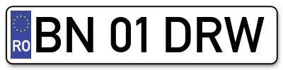 Placuta inmatriculare numar auto  BN-01-DRW, BN 01 DRW, BN01DRW