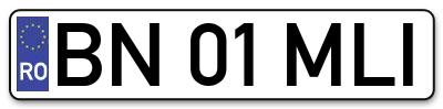 Placuta inmatriculare numar auto  BN-01-MLI, BN 01 MLI, BN01MLI