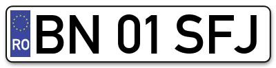 Placuta inmatriculare numar auto  BN-01-SFJ, BN 01 SFJ, BN01SFJ