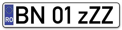 Placuta inmatriculare numar auto  BN-01-zZZ, BN 01 zZZ, BN01zZZ