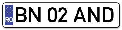Placuta inmatriculare numar auto  BN-02-AND, BN 02 AND, BN02AND