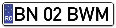 Placuta inmatriculare numar auto  BN-02-BWM, BN 02 BWM, BN02BWM