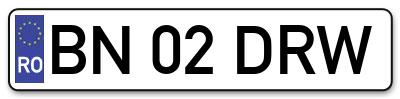 Placuta inmatriculare numar auto  BN-02-DRW, BN 02 DRW, BN02DRW