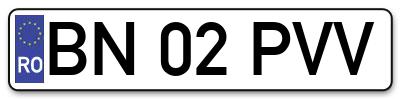 Placuta inmatriculare numar auto  BN-02-PVV, BN 02 PVV, BN02PVV