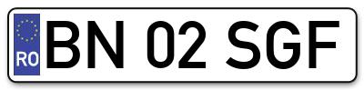 Placuta inmatriculare numar auto  BN-02-SGF, BN 02 SGF, BN02SGF