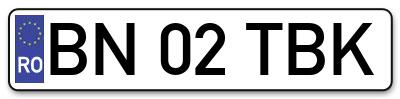 Placuta inmatriculare numar auto  BN-02-TBK, BN 02 TBK, BN02TBK