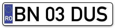 Placuta inmatriculare numar auto  BN-03-DUS, BN 03 DUS, BN03DUS