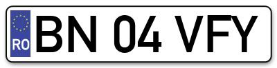 Placuta inmatriculare numar auto  BN-04-VFY, BN 04 VFY, BN04VFY