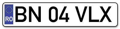 Placuta inmatriculare numar auto  BN-04-VLX, BN 04 VLX, BN04VLX