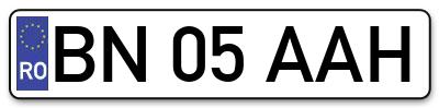Placuta inmatriculare numar auto  BN-05-AAH, BN 05 AAH, BN05AAH