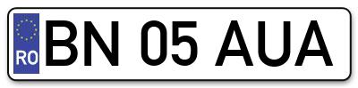 Placuta inmatriculare numar auto  BN-05-AUA, BN 05 AUA, BN05AUA