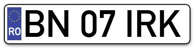 Placuta inmatriculare numar auto  BN-07-IRK, BN 07 IRK, BN07IRK