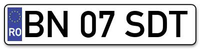 Placuta inmatriculare numar auto  BN-07-SDT, BN 07 SDT, BN07SDT