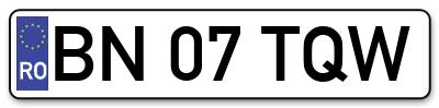 Placuta inmatriculare numar auto  BN-07-TQW, BN 07 TQW, BN07TQW