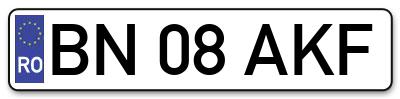 Placuta inmatriculare numar auto  BN-08-AKF, BN 08 AKF, BN08AKF