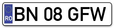 Placuta inmatriculare numar auto  BN-08-GFW, BN 08 GFW, BN08GFW