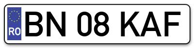 Placuta inmatriculare numar auto  BN-08-KAF, BN 08 KAF, BN08KAF