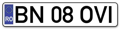 Placuta inmatriculare numar auto  BN-08-OVI, BN 08 OVI, BN08OVI