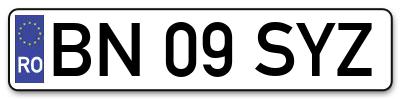 Placuta inmatriculare numar auto  BN-09-SYZ, BN 09 SYZ, BN09SYZ