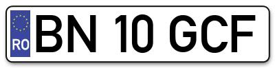Placuta inmatriculare numar auto  BN-10-GCF, BN 10 GCF, BN10GCF