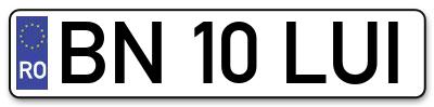 Placuta inmatriculare numar auto  BN-10-LUI, BN 10 LUI, BN10LUI