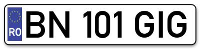 Placuta inmatriculare numar auto  BN-101-GIG, BN 101 GIG, BN101GIG