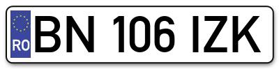 Placuta inmatriculare numar auto  BN-106-IZK, BN 106 IZK, BN106IZK