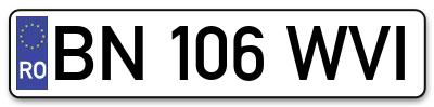 Placuta inmatriculare numar auto  BN-106-WVI, BN 106 WVI, BN106WVI