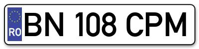 Placuta inmatriculare numar auto  BN-108-CPM, BN 108 CPM, BN108CPM