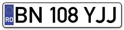 Placuta inmatriculare numar auto  BN-108-YJJ, BN 108 YJJ, BN108YJJ