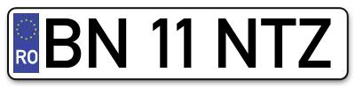 Placuta inmatriculare numar auto  BN-11-NTZ, BN 11 NTZ, BN11NTZ