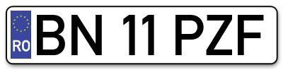 Placuta inmatriculare numar auto  BN-11-PZF, BN 11 PZF, BN11PZF
