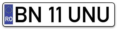 Placuta inmatriculare numar auto  BN-11-UNU, BN 11 UNU, BN11UNU