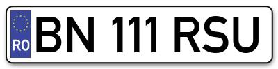 Placuta inmatriculare numar auto  BN-111-RSU, BN 111 RSU, BN111RSU