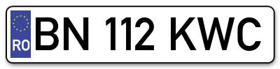 Placuta inmatriculare numar auto  BN-112-KWC, BN 112 KWC, BN112KWC