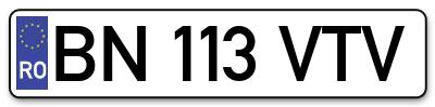 Placuta inmatriculare numar auto  BN-113-VTV, BN 113 VTV, BN113VTV