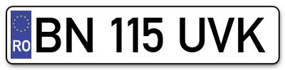 Placuta inmatriculare numar auto  BN-115-UVK, BN 115 UVK, BN115UVK