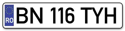 Placuta inmatriculare numar auto  BN-116-TYH, BN 116 TYH, BN116TYH