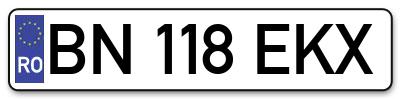 Placuta inmatriculare numar auto  BN-118-EKX, BN 118 EKX, BN118EKX