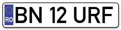 Placuta inmatriculare numar auto  BN-12-URF, BN 12 URF, BN12URF
