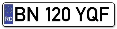 Placuta inmatriculare numar auto  BN-120-YQF, BN 120 YQF, BN120YQF