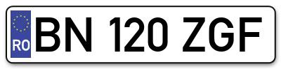 Placuta inmatriculare numar auto  BN-120-ZGF, BN 120 ZGF, BN120ZGF