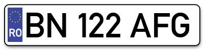 Placuta inmatriculare numar auto  BN-122-AFG, BN 122 AFG, BN122AFG