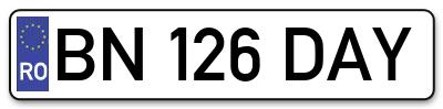 Placuta inmatriculare numar auto  BN-126-DAY, BN 126 DAY, BN126DAY