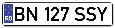 Placuta inmatriculare numar auto  BN-127-SSY, BN 127 SSY, BN127SSY