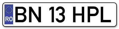 Placuta inmatriculare numar auto  BN-13-HPL, BN 13 HPL, BN13HPL